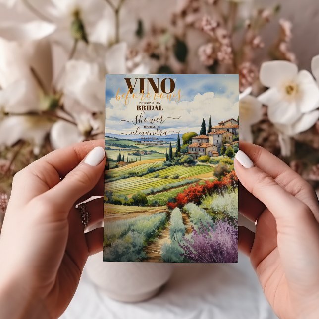 Watercolor Vino Before Vows Bridal Shower Invitation (Creator Uploaded)
