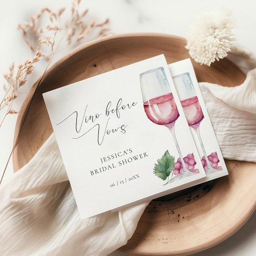 Watercolor Vino before Vows Bridal Shower Napkins