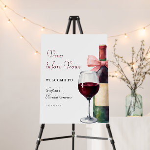 Watercolor Vino Before Vows Bridal Shower Welcome Foam Board