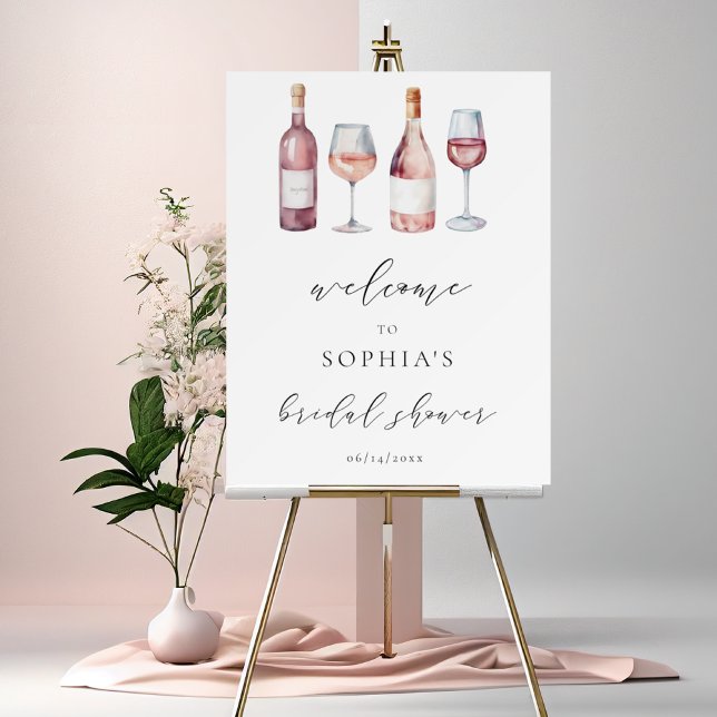 Watercolor Vino before Vows Bridal Shower Welcome Foam Board (Creator Uploaded)