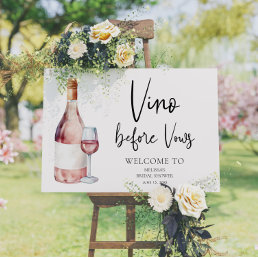 Watercolor Vino Before Vows Bridal Shower Welcome Poster
