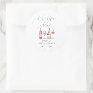 Watercolor Vino before Vows Favors  Classic Round Sticker