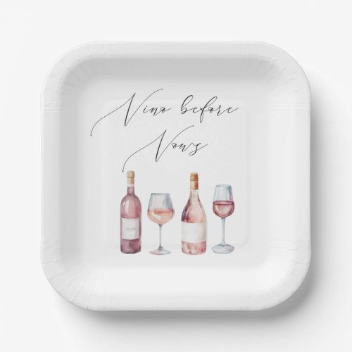 Watercolor Vino before Vows  Paper Plates