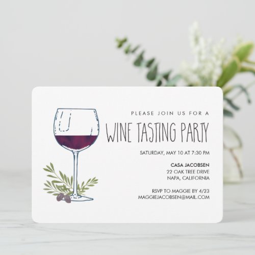 Watercolor Vino  Wine Tasting Party Invitation