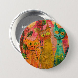 Watercolor Vintage Abstract Cat (2) Button
