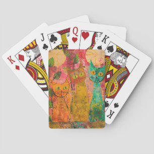 Watercolor Vintage Abstract Cat (2) Poker Cards