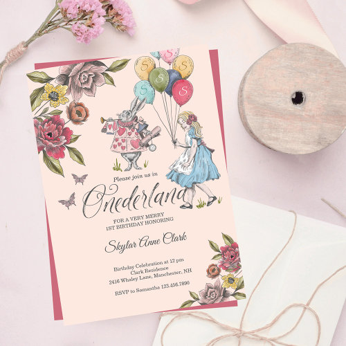 Watercolor Vintage Alice In ONEderland Birthday