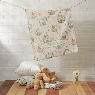Watercolor Vintage Animals Baby Blanket