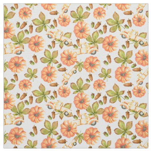 Watercolor Vintage Autumn Pattern Fabric