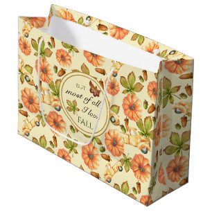 Watercolor Vintage Autumn Pattern Large Gift Bag