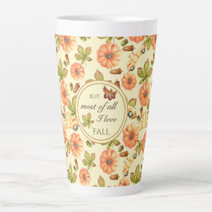 Watercolor Vintage Autumn Pattern Latte Mug
