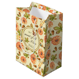 Watercolor Vintage Autumn Pattern Medium Gift Bag