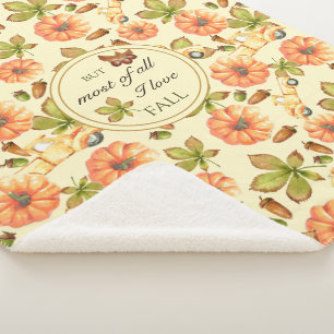 Watercolor Vintage Autumn Pattern Sherpa Blanket