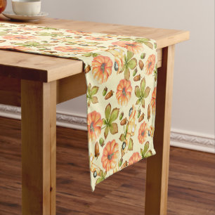 Watercolor Vintage Autumn Pattern Short Table Runner