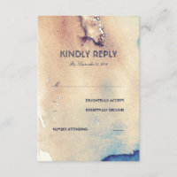 Watercolor Vintage Beach Wedding RSVP Card