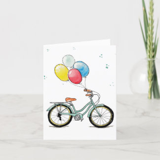 Watercolor Vintage Bicycle Birthday Card