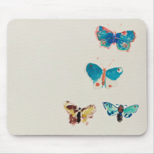 Watercolor vintage blue butterflies. Odilon Redon Mouse Pad