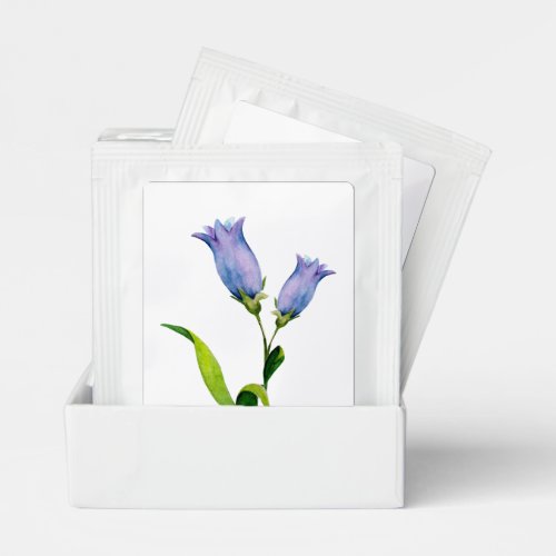 Watercolor Vintage Blue Flower Design Custom Tea Bag Drink Mix