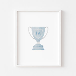 watercolor vintage blue trophy poster
