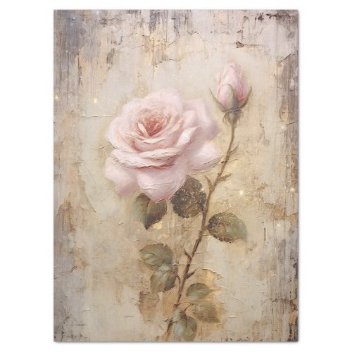 Watercolor vintage blush roses gold foil ornaments tissue paper
