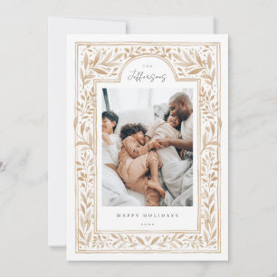 Watercolor Vintage Botanical Frame Holiday Card