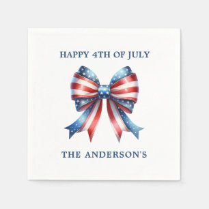 Watercolor vintage bow USA flag 4th of July Napkins
