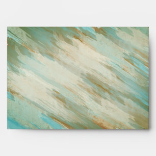Watercolor Vintage Brush Strokes Aqua Marine Cyan Envelope