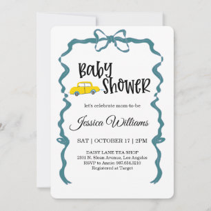 Watercolor Vintage Car Baby Shower Invitation