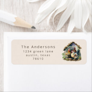 watercolor vintage chicken coop return address lab label