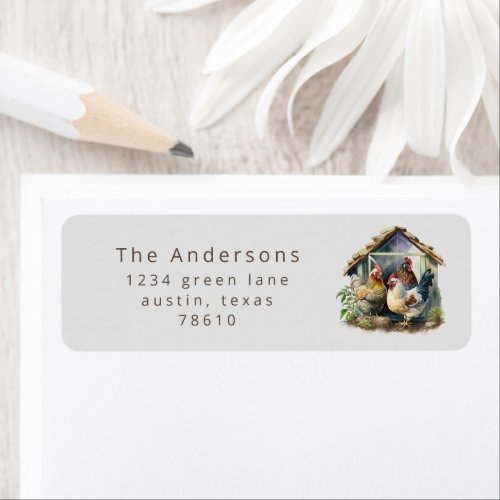 watercolor vintage chicken coop return address label