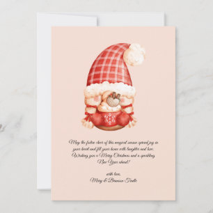 Watercolor Vintage Christmas Gnome Hot Chocolate Holiday Card