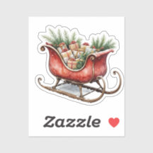 Watercolor Vintage Christmas Sleigh