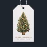 Watercolor Vintage Christmas Tree Merry Christmas Gift Tags<br><div class="desc">Merry Christmas | This customizable Christmas gift tag features a vintage Christmas tree with festive ornaments. Personalize by adding your own details. This vintage Christmas gift tag is available on other cardstock. Matching items are available.</div>