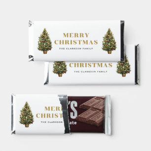 Watercolor Vintage Christmas Tree White Christmas Hershey Bar Favors