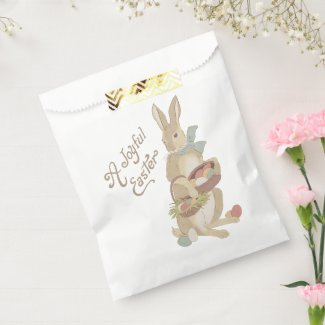 Watercolor Vintage Easter bunny with Eggs CC0249  Favor Bag