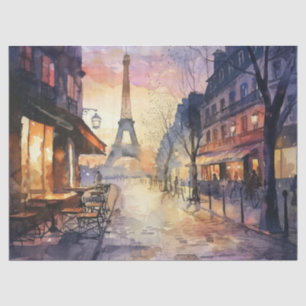 Watercolor Vintage Eiffel Tower Decoupage Tissue Paper