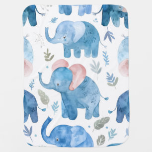 Watercolor vintage elephants baby blanket