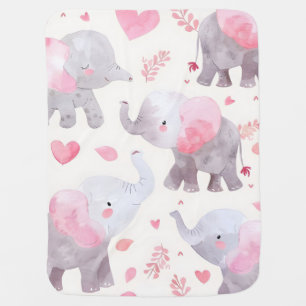 Watercolor vintage elephants  baby blanket