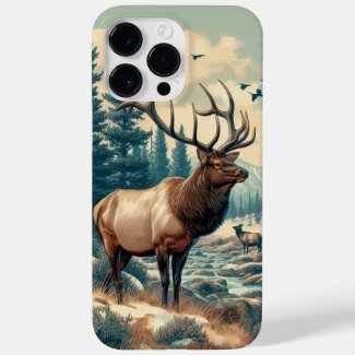 Watercolor Vintage Elk AI Art iPhone / iPad case