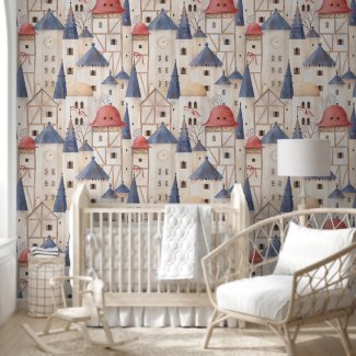 Watercolor Vintage Fairytale Castle Kid's Fantasy
