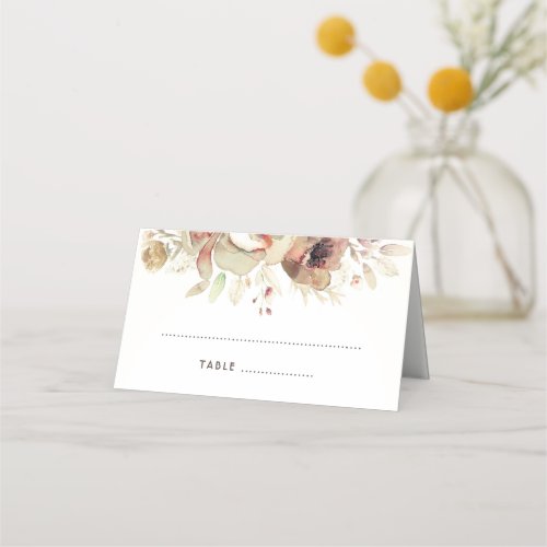 Watercolor Vintage Fall Floral Wedding Place Card - Vintage fall watercolor flowers elegant wedding place cards