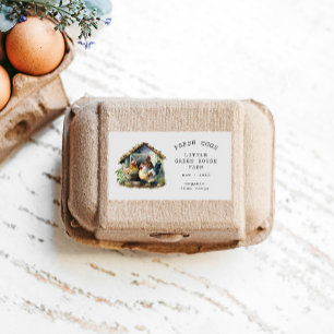 Watercolor Vintage Family Farm Egg Carton Rectangular Sticker