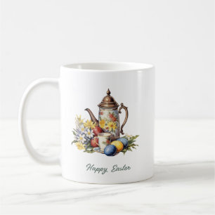 Watercolor vintage festive floral Easter teapot Coffee Mug