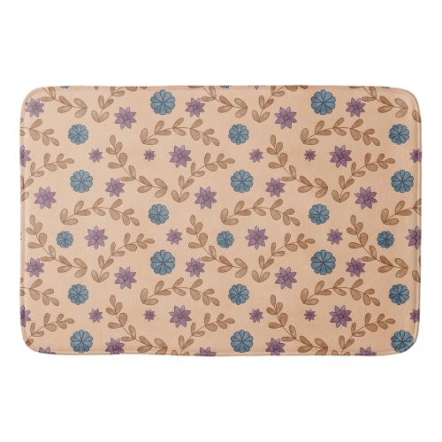 Watercolor Vintage Floral Pattern Bath Mat