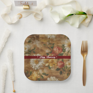 Watercolor Vintage Floral Popular Collection Paper Plates