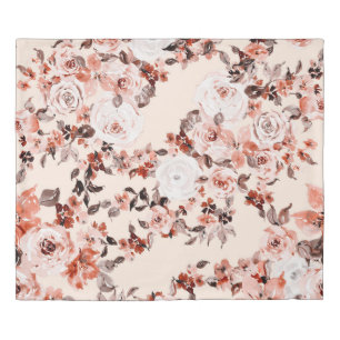 Watercolor vintage floral seamless pattern, brown duvet cover