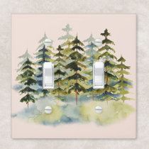 Watercolor Vintage Foggy Green Pine Forest Light Switch Cover