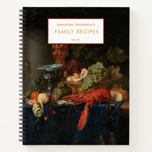 Watercolor Vintage Food Art Family Recipe Cookbook Notebook