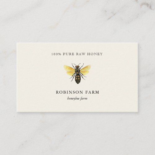 Watercolor vintage honey bee Business Card