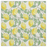 Watercolor Vintage Lemon Tree Summery Pattern Fabric